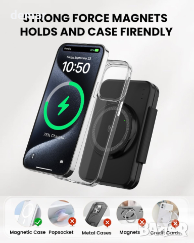 GEEKERA Зарядно MagSafe, 3 в 1 Безжична зарядна станция за iPhone, снимка 6 - Аксесоари за Apple - 44642609