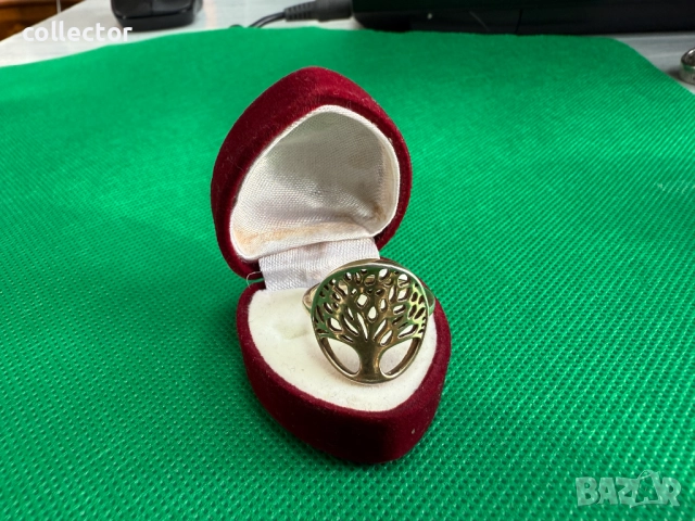 Позлатен сребърен пръстен / дървото на живота. №7682