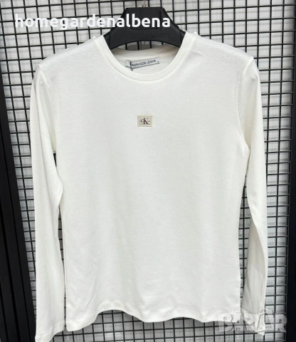 Дамска блуза Дълъг ръкав Памук с малко лого Бяло M-L 