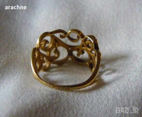 Красив стар италиянски позлатен сребърен пръстен, снимка 4 - Пръстени - 31763043