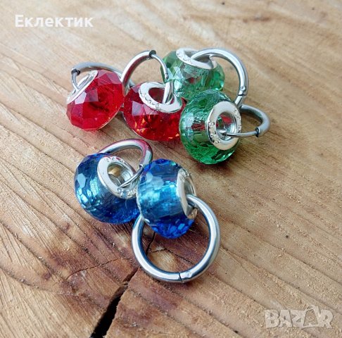 Обеци от неръждаема стомана и кристални мъниста, снимка 10 - Обеци - 38100109