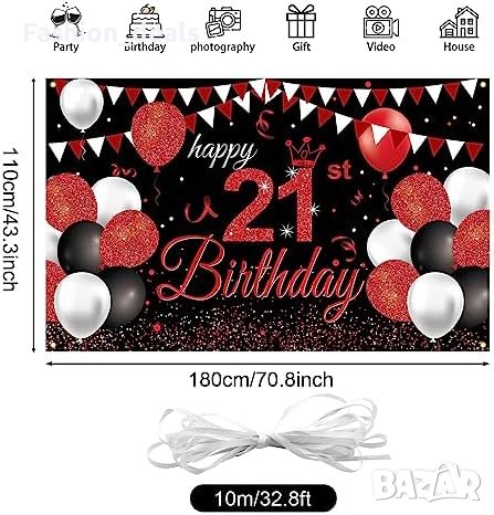 Нов Банер за 21-ия рожден ден Парти годишнина Декорация Украса, снимка 2 - Други - 42493797