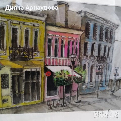 Улица в Стара Варна- акварел , снимка 2 - Картини - 39602538