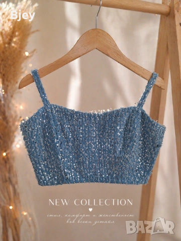 Дънкова пола с пайети, снимка 2 - Поли - 54305497