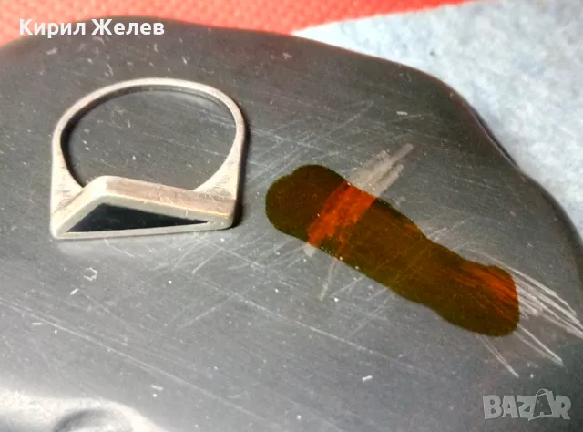 СТИЛЕН СРЕБЪРЕН ПРЪСТЕН СРЕБРО ВИСОКА ПРОБА с ШЛИФОВАН ЧЕРЕН ОНИКС РЪЧНА ВИНТИДЖ АРТ РАБОТА 31188, снимка 3 - Пръстени - 49148716
