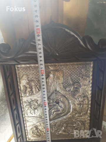 Голяма сребърна икона с дървена рамка дърворезба сертификат, снимка 9 - Антикварни и старинни предмети - 37910863