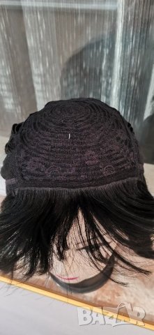 Нова черна перука от естествена коса перука от човешки косъм 30 см Боб стил - мод.16, снимка 14 - Аксесоари за коса - 29932399