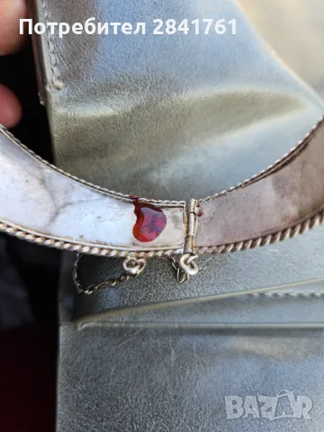 Старинна сребърна гривна филигран, снимка 12 - Гривни - 50015490