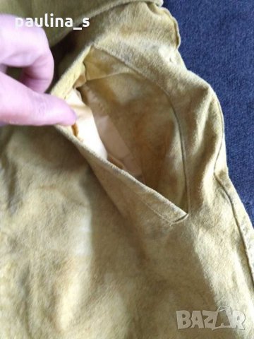 Бермуди с висока талия от естествен велур в жълто / малък размер, снимка 4 - Къси панталони и бермуди - 29704232