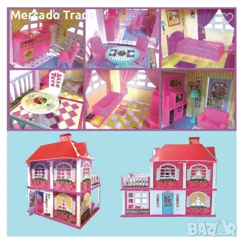 Къща за кукли Mercado Trade, С мебели, аксесоари и кукла, снимка 2 - Кукли - 52656779