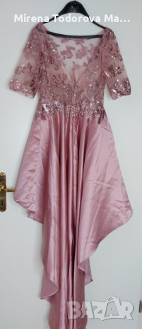 Абитуриентски рокли с А-силует асиметрично сатенено деколте и дантелени пайети, снимка 7 - Рокли - 36690912