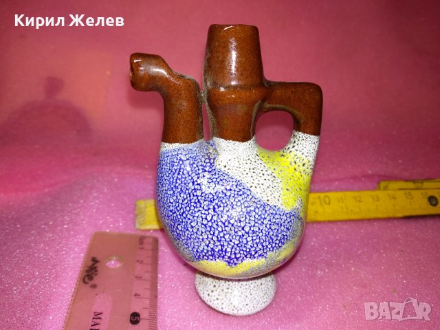 КЕРАМИЧНО БЪРДУЧЕ СВИРКА РЪЧНА МАЙСТОРСКА ИЗРАБОТКА ТРАДИЦИОНЕН ЕТНО СУВЕНИР ГЛЕДЖОСАНА ГЛИНА 42940