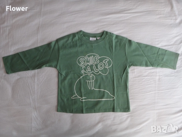 Нова Детска зелена блуза ZARA с дълъг ръкав размер 98, снимка 4 - Детски тениски и потници - 52947556