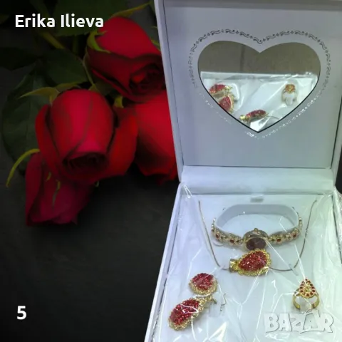 Елегантен подаръчен комплект бижута - пръстен, гривна, обеци и колие в луксозна кутия, снимка 6 - Колиета, медальони, синджири - 47837026