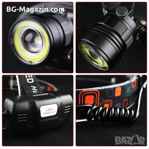 Професионален мощен фенер челник за глава презареждащ се USB батерии 18650 регулиране на светлината, снимка 6 - Къмпинг осветление - 50938687