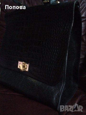 Уникална италианска голяма чанта естествена кожа, снимка 3 - Чанти - 40408713