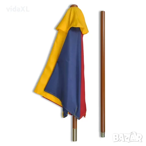 vidaXL Детска пикник маса с пейки и чадър, многоцветна, дърво, снимка 3 - Градински мебели, декорация  - 56147515