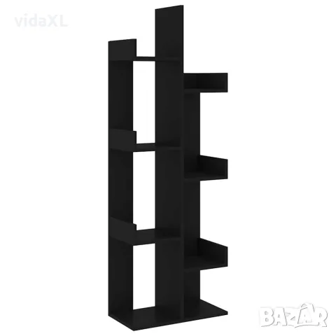 vidaXL Библиотека, черна, 48x25,5x140 см, инженерно дърво
