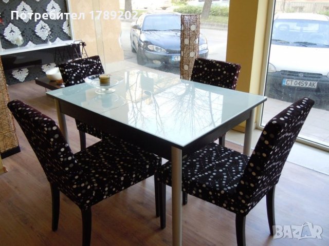 Трапезна разтегателна маса с 4 стола, снимка 2 - Маси - 31540629