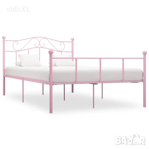 vidaXL Рамка за легло, розова, метал, 160x200 см