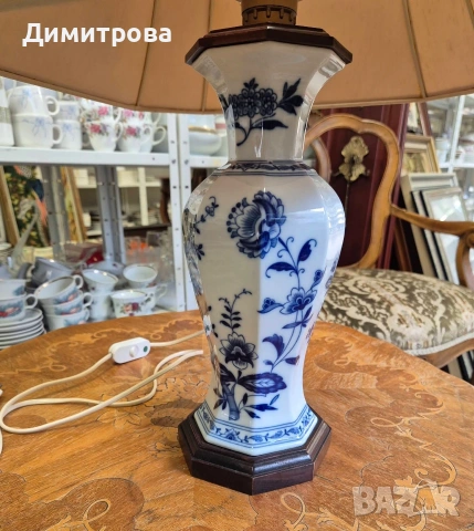 Винтидж нощна лампа, син лук, снимка 8 - Настолни лампи - 53955366