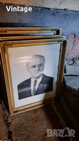 Портрети на Тодор Живков, Леонид Брежнев и други партийни функционери, снимка 5 - Картини - 52379110
