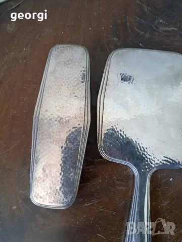 винтидж посребрен комплект Фасетирано огледало с две четки  5/2, снимка 8 - Антикварни и старинни предмети - 49081843