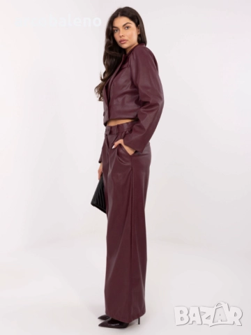 Дамски широки панталони от изкуствена кожа, 3цвята , снимка 12 - Панталони - 52369605