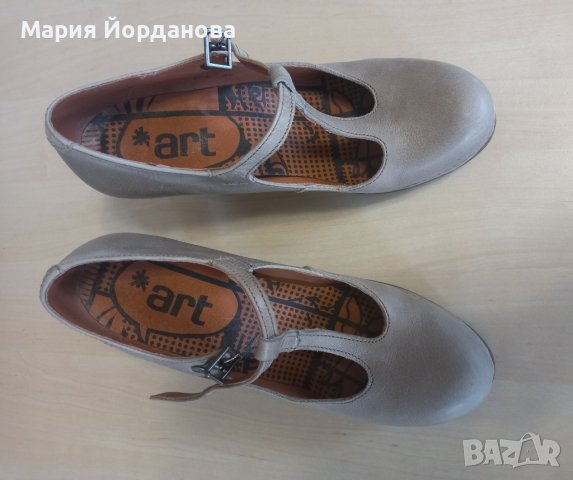Art - кожени сиви обувки с масивен висок ток, снимка 8 - Дамски обувки на ток - 38868014