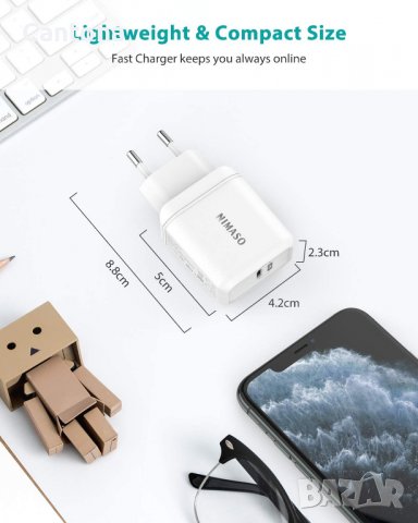NIMASO USB C, PD 3.0 18 W бързо зарядно устройство, снимка 4 - Оригинални зарядни - 40052930