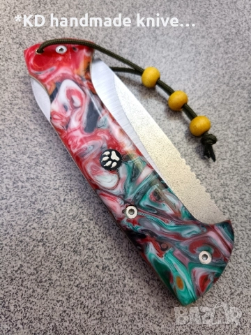 Сгъваем нож ръчно изработен от М390 стомана + ПОДАРЪК кания, снимка 3 - Ножове - 51501238