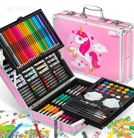 Луксозни големи комплеки за момче и момиче със 155 бр. рисуване и оцветяване с метална рамка и закоп