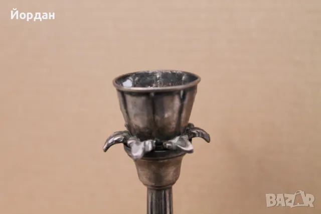 Посребрен свещник, снимка 4 - Антикварни и старинни предмети - 49849137