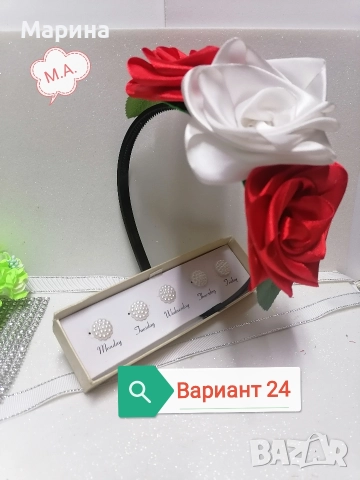 Китка за глава с големи рози, вариант 24