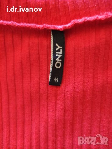 Червена рипсена блуза със син завършващ цвят , снимка 6 - Блузи с дълъг ръкав и пуловери - 40620875