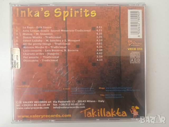 Takillakta ‎– Inka's Spirits - оригинален диск индианска музика, снимка 2 - CD дискове - 44242607