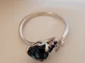 Златен пръстен с диамант ,сапфири и сърце  топаз, снимка 5