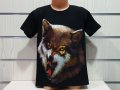 Нова детска тениска с дигитален печат Зъбат вълк, Серия Вълци