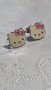 Автентични сребърни обеци Hello Kitty с емайлирани лица, снимка 1 - Обеци - 44230716