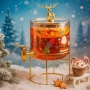 Стъклен диспенсър за напитки 2.6 L с коледен дизайн и златиста стойка, снимка 5