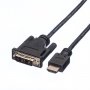 Кабел DVI M - HDMI M, 3m, Roline 11.04.5532 SS301232 Мъжко-Мъжко, снимка 1 - Друга електроника - 39460999
