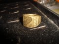 СТАР ПОЗЛАТЕН БРОНЗОВ ПРЪСТЕН ОРНАМЕНТИРАН РЪЧНО МАЙСТОРСКА АРТ ДЕКО ИЗРАБОТКА МАСИВЕН 21878, снимка 5