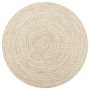vidaXL Ръчно тъкан килим от юта, бял и естествен цвят, 90 см(SKU:133722