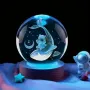 LED Светеща кристална топка/лампа, 3D сензорна-Кит и малко мече, снимка 4
