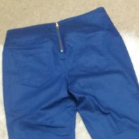 УНИКАЛЕН клин-панталон в кралскосин цвят, имитиращ кожен, снимка 3 - Клинове - 42604129