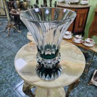 Страхотна антикварна белгийска кристална ваза Val Saint Lambert , снимка 4 - Вази - 44239043