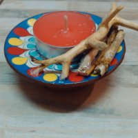 Свещник от дърво и керамика, снимка 5 - Арт сувенири - 42811481