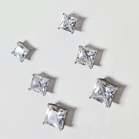Сет сребърни ромбоидни обеци с кристали 294, снимка 2 - Обеци - 32181332