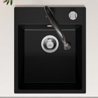 Кухненска Мивка от гранит модел РИГА XXL 440 x 530 mm - Черна, снимка 5 - Други - 36821877