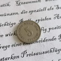 Райх монета - Германия - 5 пфенига | 1908г.; серия A, снимка 1 - Нумизматика и бонистика - 29161166